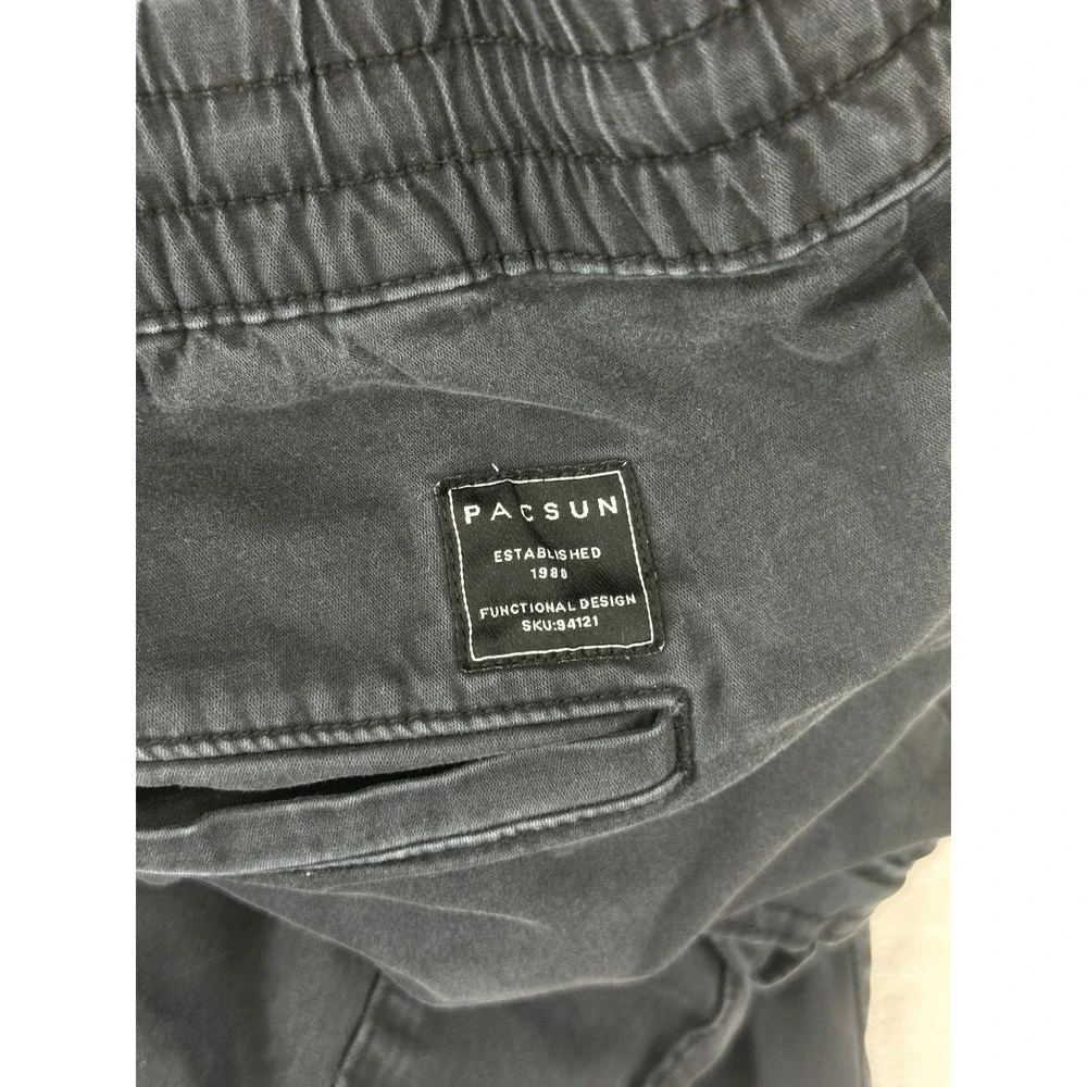PacSun Cargo Pants Mens Slim M‎ Black Jogger Utility Pockets Cotton Spandex
